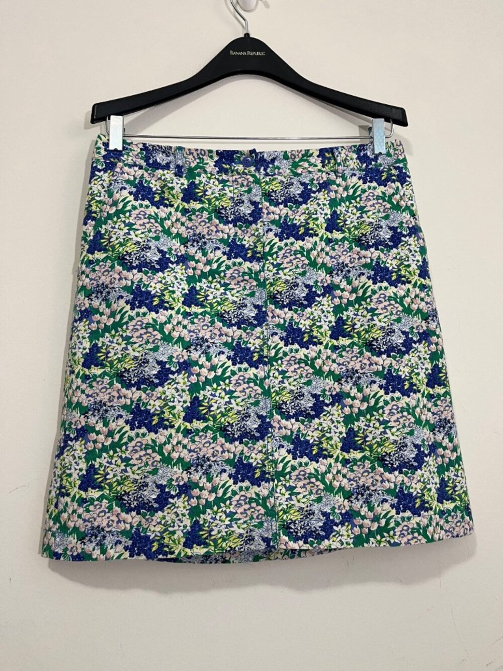 Talbots Ditsy Floral A-line Stretch Skirt Botanical Cotton Blend Pockets Size 8